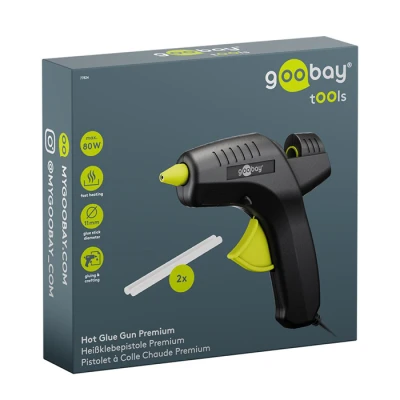 Πιστόλι θερμής κόλλας Goobay 80W για ράβδους σιλικόνης 11mm με αναδιπλούμενη βάση και μαύρο χρώμα