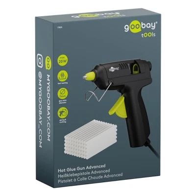 Πιστόλι θερμής κόλλας Goobay 20W για ράβδους σιλικόνης 7mm με 50 sticks και αναδιπλούμενη βάση σε μαύρο χρώμα