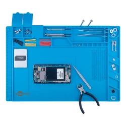 Επιφάνεια εργασίας από σιλικόνη Goobay 450x300mm με μαγνήτες και θήκες σε μπλε χρώμα