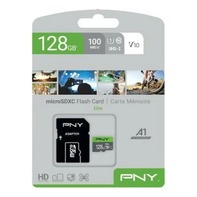 Κάρτα μνήμης microSDHC Class 10 PNY P-SDU128V11100EL-GE UHS-I U1 χωρητικότητας 128GB έως και 100 MB/s με αντάπτορα SD