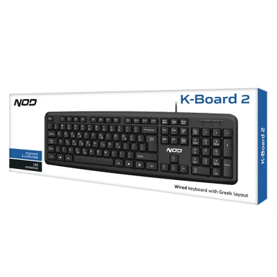 Ενσύρματο πληκτρολόγιο NOD K-Board 2 full size 105 πλήκτρων με ελληνικό layout, USB και αδιάβροχο σχεδιασμό σε μαύρο χρώμα Ενσύρματο πληκτρολόγιο NOD K-Board 2 full size 105 πλήκτρων με ελληνικό layout, USB και αδιάβροχο σχεδιασμό σε μαύρο χρώμα
