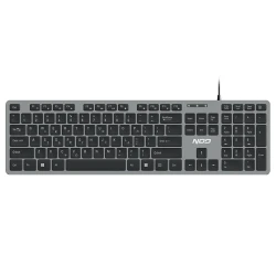 Ενσύρματο πληκτρολόγιο NOD Corporate full size 106 πλήκτρων με ελληνικό/αγγλικό layout, χαμηλού προφίλ πλήκτρα, USB και spill resistant σχεδιασμό