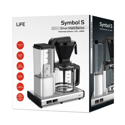 Καφετιέρα φίλτρου 1.25L 1400W LiFE SYMBOL S Silver Matt 336x176x356cm Καφετιέρα φίλτρου 1.25L 1400W LiFE SYMBOL S Silver Matt 336x176x356cm