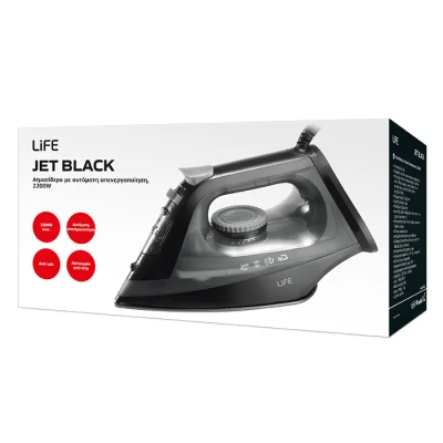 Ατμοσίδερο LiFE JET BLACK με αυτόματη απενεργοποίηση 2200W, κεραμική πλάκα και λειτουργία anti-drip Ατμοσίδερο LiFE JET BLACK με αυτόματη απενεργοποίηση 2200W, κεραμική πλάκα και λειτουργία anti-drip