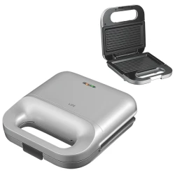 Τοστιέρα LiFE DELI Silver Matt 750W με αντικολλητικές grill πλάκες για 2 τοστ, cool-touch λαβή και ματ ασημί χρώμα