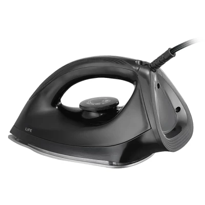 Ξηρό σίδερο LiFE SATIN BLACK 1000W με αυτόματη απενεργοποίηση, αντικολλητική πλάκα και ρυθμιζόμενο θερμοστάτη
