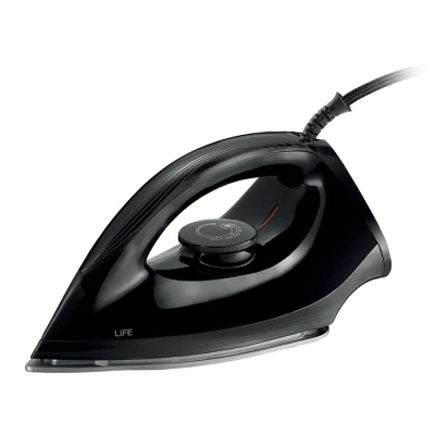 Ξηρό σίδερο LiFE SATIN BLACK 1000W με αυτόματη απενεργοποίηση, αντικολλητική πλάκα και ρυθμιζόμενο θερμοστάτη