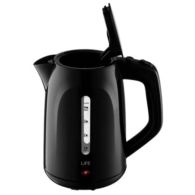Βραστήρας LiFE Premiere Black 1.0L 1100W με κρυφό θερμαντικό στοιχείο, περιστροφή 360° και μαύρο χρώμα