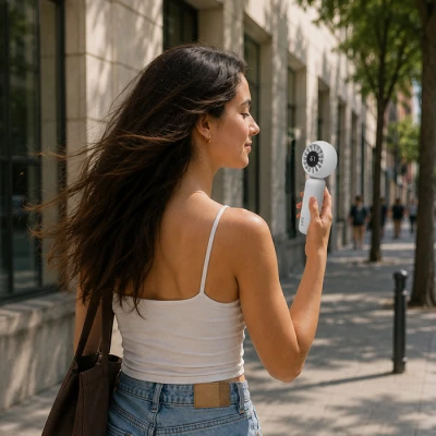 Επαναφορτιζόμενος ανεμιστήρας χειρός LiFE LaFunFan White με οθόνη LED, 5 ταχύτητες, USB-C, 3W σε λευκό χρώμα Επαναφορτιζόμενος ανεμιστήρας χειρός LiFE LaFunFan White με οθόνη LED, 5 ταχύτητες, USB-C, 3W σε λευκό χρώμα