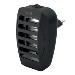 Ηλεκτρική συσκευή εξόντωσης εντόμων LiFE Salvia L1 1W με UV-A LED, διακόπτη ON/OFF και μαύρο χρώμα