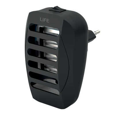Ηλεκτρική συσκευή εξόντωσης εντόμων LiFE Salvia L1 1W με UV-A LED, διακόπτη ON/OFF και μαύρο χρώμα