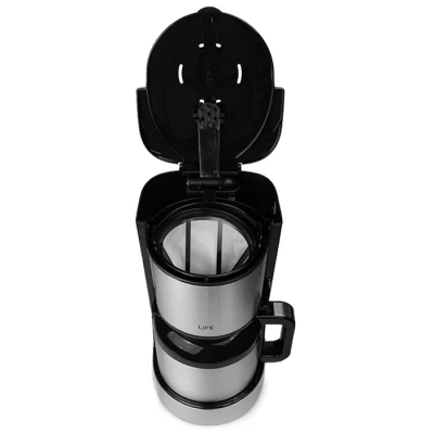 Καφετιέρα φίλτρου LiFE Java με κανάτα θερμός 1.2L 800W σε ασημί-μαύρο
