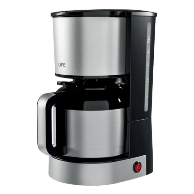 Καφετιέρα φίλτρου LiFE Java με κανάτα θερμός 1.2L 800W σε ασημί-μαύρο