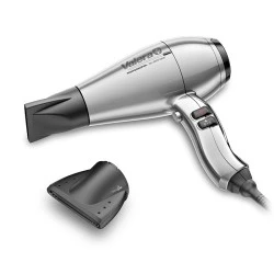 Επαγγελματικό σεσουάρ μαλλιών VALERA SWISS SILENT JET 8600 D με AC μοτέρ 2400W και καλώδιο με σύστημα Rotocord στη λαβή για περιστροφή 360° σε ασημί χρώμα