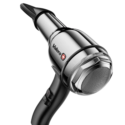 Σεσουάρ μαλλιών Valera Swiss Steel-Master Light Chrome 2000W με μοτέρ DELTA-DRIVE, ιονισμό και ασημί/μαύρο φινίρισμα