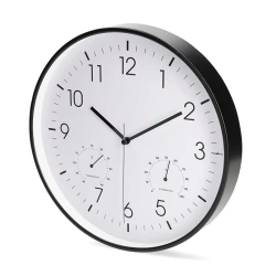 Ρολόι τοίχου Nedis 233-2870 αθόρυβο quartz 30cm με θερμόμετρο και υγρόμετρο σε μαύρο/λευκό χρώμα