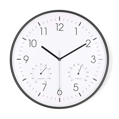 Ρολόι τοίχου Nedis 233-2870 αθόρυβο quartz 30cm με θερμόμετρο και υγρόμετρο σε μαύρο/λευκό χρώμα Ρολόι τοίχου Nedis 233-2870 αθόρυβο quartz 30cm με θερμόμετρο και υγρόμετρο σε μαύρο/λευκό χρώμα