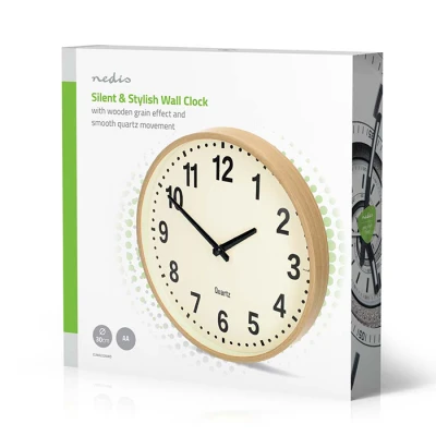 Ρολόι τοίχου Nedis quartz 30cm αθόρυβης λειτουργίας με ξύλινο πλαίσιο σε μπεζ χρώμα Ρολόι τοίχου Nedis quartz 30cm αθόρυβης λειτουργίας με ξύλινο πλαίσιο σε μπεζ χρώμα