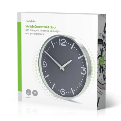 Ρολόι τοίχου Nedis 233-2873 αθόρυβο quartz 30cm σε γκρι χρώμα