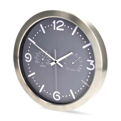 Ρολόι τοίχου Nedis 233-2874 αθόρυβο quartz με ενσωματωμένο θερμόμετρο και υγρόμετρο, διαμέτρου 30 cm σε γκρι χρώμα Ρολόι τοίχου Nedis 233-2874 αθόρυβο quartz με ενσωματωμένο θερμόμετρο και υγρόμετρο, διαμέτρου 30 cm σε γκρι χρώμα