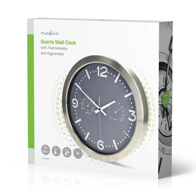 Ρολόι τοίχου Nedis 233-2874 αθόρυβο quartz με ενσωματωμένο θερμόμετρο και υγρόμετρο, διαμέτρου 30 cm σε γκρι χρώμα Ρολόι τοίχου Nedis 233-2874 αθόρυβο quartz με ενσωματωμένο θερμόμετρο και υγρόμετρο, διαμέτρου 30 cm σε γκρι χρώμα