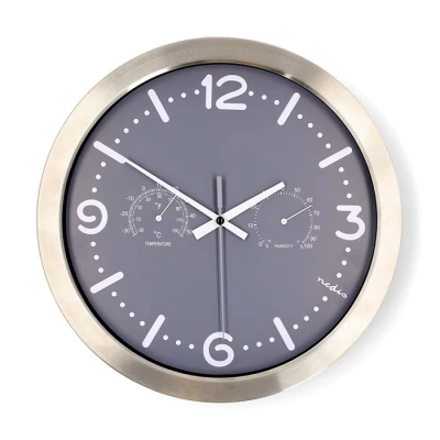 Ρολόι τοίχου Nedis 233-2874 αθόρυβο quartz με ενσωματωμένο θερμόμετρο και υγρόμετρο, διαμέτρου 30 cm σε γκρι χρώμα Ρολόι τοίχου Nedis 233-2874 αθόρυβο quartz με ενσωματωμένο θερμόμετρο και υγρόμετρο, διαμέτρου 30 cm σε γκρι χρώμα
