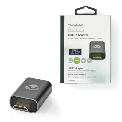 Αντάπτορας Nedis High Speed HDMI με Ethernet mini HDMI αρσενικό σε HDMI θηλυκό με επίχρυσες επαφές σε σκούρο γκρι