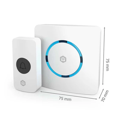 Κουδούνι πόρτας smart plug-in Nedis 233-2899 με Wi-Fi, ενσωματωμένη σειρήνα 88dB και μπουτόν, λευκό