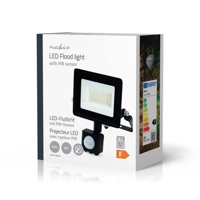 Προβολέας LED Nedis 20W με αισθητήρα κίνησης PIR 1620lm 4000K IP44 μαύρος Προβολέας LED Nedis 20W με αισθητήρα κίνησης PIR 1620lm 4000K IP44 μαύρος