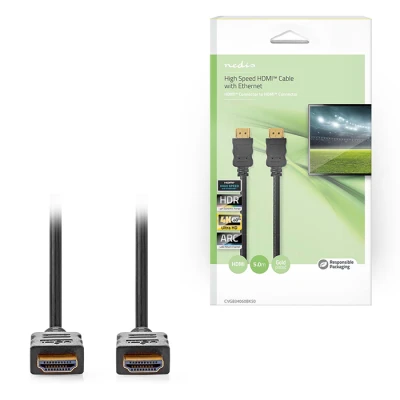 Καλώδιο HDMI Nedis High Speed with Ethernet αρσενικό σε αρσενικό 5.00m μαύρο
