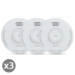 Φωτοηλεκτρικός ανιχνευτής καπνού ALECTO SD110 με σειρήνα 85dB και ειδοποίηση χαμηλής μπαταρίας, σε συσκευασία 3 τεμαχίων.