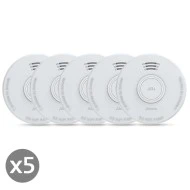 Φωτοηλεκτρικός ανιχνευτής καπνού ALECTO SD110 με σειρήνα 85dB και ειδοποίηση χαμηλής μπαταρίας, σε συσκευασία 5 τεμαχίων.