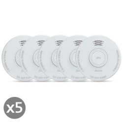 Φωτοηλεκτρικός ανιχνευτής καπνού ALECTO SD110 με σειρήνα 85dB και ειδοποίηση χαμηλής μπαταρίας, σε συσκευασία 5 τεμαχίων.