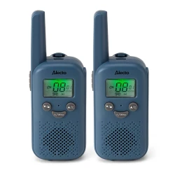 Ασύρματο walkie talkie Alecto FR10BU με εμβέλεια έως 6 km, 8 κανάλια, λειτουργία VOX και επαναφορτιζόμενη μπαταρία σε μπλε χρώμα