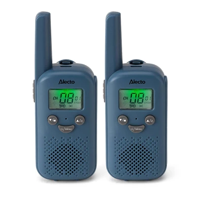 Ασύρματο walkie talkie Alecto FR10BU με εμβέλεια έως 6 km, 8 κανάλια, λειτουργία VOX και επαναφορτιζόμενη μπαταρία σε μπλε χρώμα