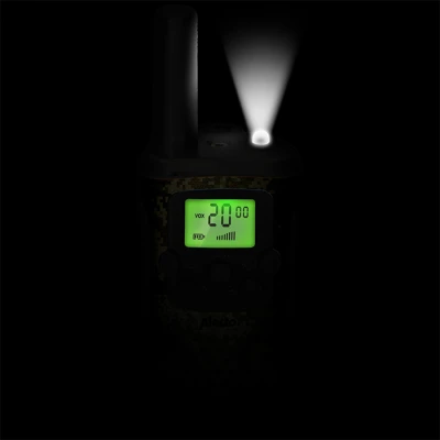 Walkie talkie Alecto FR115CAMO με εμβέλεια έως 7 km, 8 κανάλια, λειτουργία VOX, ενσωματωμένο φακό και χρώμα παραλλαγής Walkie talkie Alecto FR115CAMO με εμβέλεια έως 7 km, 8 κανάλια, λειτουργία VOX, ενσωματωμένο φακό και χρώμα παραλλαγής