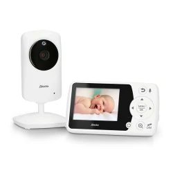 Ασύρματη ενδοεπικοινωνία μωρού Alecto DVM64 FHSS 2.4GHz με κάμερα, έγχρωμη οθόνη 2.4", αμφίδρομη επικοινωνία και λειτουργία Eco σε λευκό χρώμα