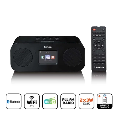 Ραδιόφωνο internet Lenco DIR-121 με DAB+, FM, Bluetooth 5.3 και έγχρωμη οθόνη TFT LCD 2.4" σε μαύρο χρώμα