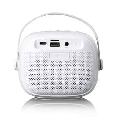 Ηχείο Bluetooth Lenco BTC-020 με ασύρματο μικρόφωνο καραόκε, RGB φωτισμό, Bluetooth 5.3 και λευκό χρώμα