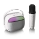 Ηχείο Bluetooth Lenco BTC-020 με ασύρματο μικρόφωνο καραόκε, RGB φωτισμό, Bluetooth 5.3 και λευκό χρώμα