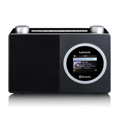 Επιτραπέζιο internet ραδιόφωνο Lenco DIR-70BK με Bluetooth, Wi-Fi, FM/DAB+, έγχρωμη οθόνη TFT LCD 2.4" και ξυπνητήρι