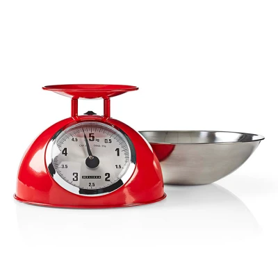 Αναλογική ρετρό ζυγαριά κουζίνας Melissa 248-0005 έως 5kg με ακρίβεια 25g και ανοξείδωτο μπολ σε κόκκινο χρώμα