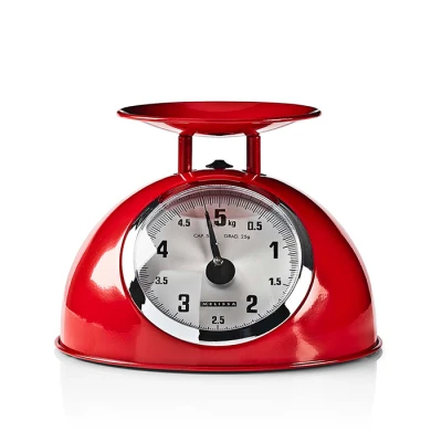 Αναλογική ρετρό ζυγαριά κουζίνας Melissa 248-0005 έως 5kg με ακρίβεια 25g και ανοξείδωτο μπολ σε κόκκινο χρώμα