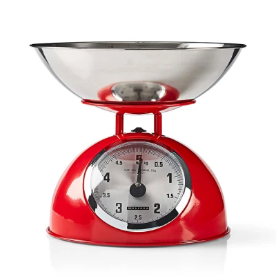 Αναλογική ρετρό ζυγαριά κουζίνας Melissa 248-0005 έως 5kg με ακρίβεια 25g και ανοξείδωτο μπολ σε κόκκινο χρώμα