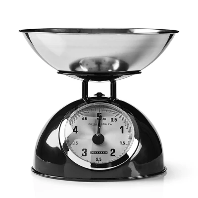 Αναλογική ζυγαριά κουζίνας Melissa 248-0006 5kg με αποσπώμενο ανοξείδωτο μπολ και ρετρό σχεδίαση σε μαύρο χρώμα