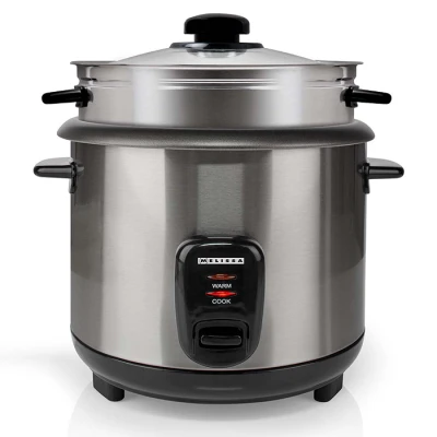Βραστήρας ρυζιού Melissa 1.5L 500W ανοξείδωτος με δοχείο ατμού σε μαύρο/ασημί Βραστήρας ρυζιού Melissa 1.5L 500W ανοξείδωτος με δοχείο ατμού σε μαύρο/ασημί