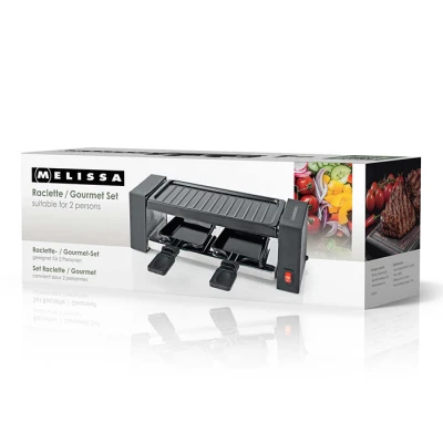 Ηλεκτρική ψηστιέρα raclette Melissa 248-0009 400W με αντικολλητική πλάκα grill, 2 τηγάνια και 2 ξύλινες σπάτουλες