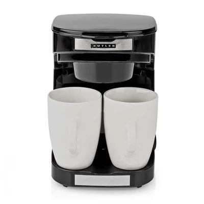 Καφετιέρα φίλτρου Butler 248-0015 0.25L 450W με 2 πορσελάνινα φλιτζάνια, αυτόματη απενεργοποίηση και μαύρο χρώμα
