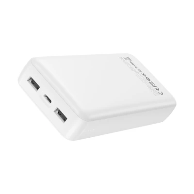 Powerbank 20.000 mAh με 3 θύρες USB, 2x USB-A και USB-C, σε λευκό χρώμα Powerbank 20.000 mAh με 3 θύρες USB, 2x USB-A και USB-C, σε λευκό χρώμα