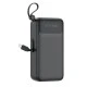 Power Bank 30.000mAh XO PR280 με 4 ενσωματωμένα καλώδια 1xUSB-Α, 1xUSB Type-C + 1xMicro USB + 1xLightning 10W μαύρο 148x71x44.5mm
